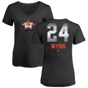 Jimmy Wynn Women's Houston Astros Midnight Mascot V-Neck T-Shirt - Black