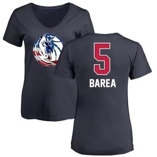 J.J. Barea Women's Dallas Mavericks Navy Name and Number Banner Wave V-Neck T-Shirt