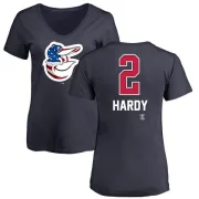 J.J. Hardy Women's Baltimore Orioles Name and Number Banner Wave V-Neck T-Shirt - Navy