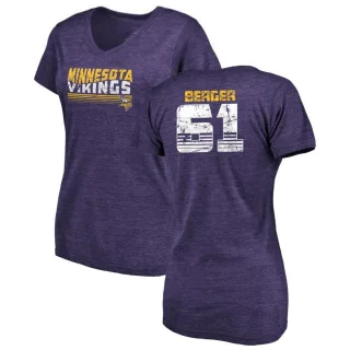 Joe Berger Women's Minnesota Vikings Retro Tri-Blend V-Neck T-Shirt - Purple