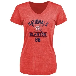 Joe Blanton Women's Washington Nationals Base Runner Tri-Blend T-Shirt - Red