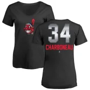 Joe Charboneau Women's Cleveland Indians Midnight Mascot V-Neck T-Shirt - Black