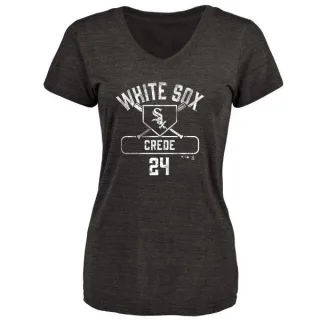 Joe Crede Women's Chicago White Sox Base Runner Tri-Blend T-Shirt - Black