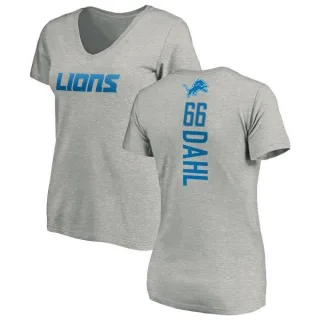 Joe Dahl Women's Detroit Lions Backer V-Neck T-Shirt - Ash