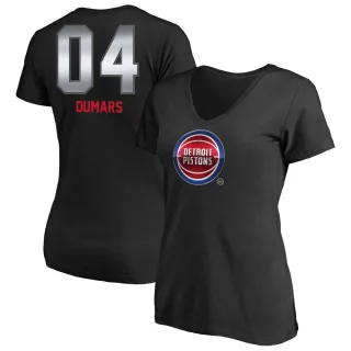 Joe Dumars Women's Detroit Pistons Black Midnight Mascot T-Shirt