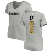 Joe Gilliam Women's Pittsburgh Steelers Backer V-Neck T-Shirt - Ash