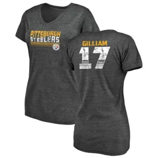 Joe Gilliam Women's Pittsburgh Steelers Retro Tri-Blend V-Neck T-Shirt - Black