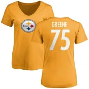 Joe Greene Women's Pittsburgh Steelers Name & Number Logo Slim Fit T-Shirt - Gold