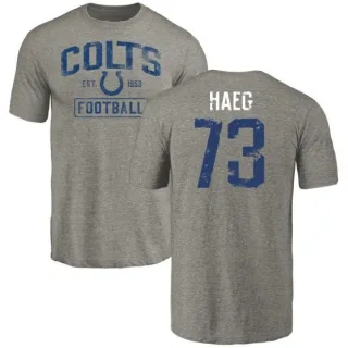 Joe Haeg Indianapolis Colts Gray Distressed Name & Number Tri-Blend T-Shirt