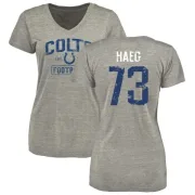 Joe Haeg Women's Indianapolis Colts Heather Gray Distressed Name & Number Tri-Blend V-Neck T-Shirt