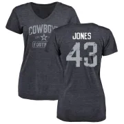 Joe Jones Women's Dallas Cowboys Distressed Name & Number Tri-Blend V-Neck T-Shirt - Navy