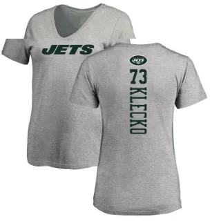 Joe Klecko Women's New York Jets Backer V-Neck T-Shirt - Ash