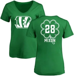 Joe Mixon Women's Cincinnati Bengals Green St. Patrick's Day Name & Number V-Neck T-Shirt