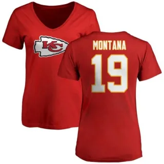 Joe Montana Women's Kansas City Chiefs Name & Number Logo Slim Fit T-Shirt - Red