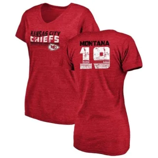 Joe Montana Women's Kansas City Chiefs Retro Tri-Blend V-Neck T-Shirt - Red