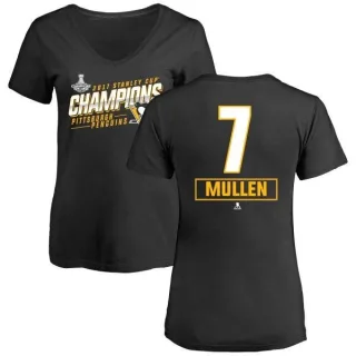 Joe Mullen Women's Pittsburgh Penguins 2017 Stanley Cup Champions Extra Slim Fit T-Shirt
 - Black