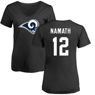 Joe Namath Women's Los Angeles Rams Name & Number Logo Slim Fit T-Shirt - Black