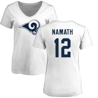 Joe Namath Women's Los Angeles Rams Name & Number Logo Slim Fit T-Shirt - White