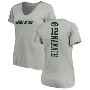 Joe Namath Women's New York Jets Backer V-Neck T-Shirt - Ash