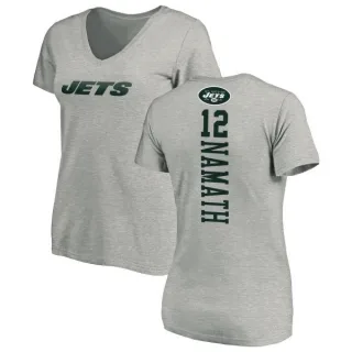 Joe Namath Women's New York Jets Backer V-Neck T-Shirt - Ash