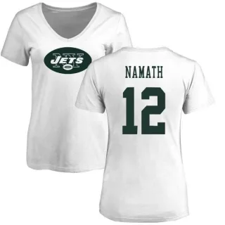 Joe Namath Women's New York Jets Name & Number Logo Slim Fit T-Shirt - White