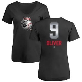 Joe Oliver Women's Cincinnati Reds Midnight Mascot V-Neck T-Shirt - Black