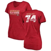 Joe Staley Women's San Francisco 49ers Retro Tri-Blend V-Neck T-Shirt - Red