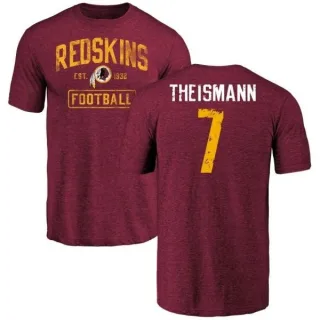 Joe Theismann Washington Redskins Burgundy Distressed Name & Number Tri-Blend T-Shirt