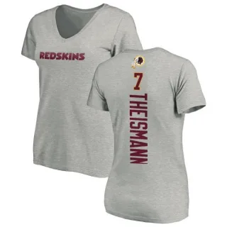 Joe Theismann Women's Washington Redskins Backer V-Neck T-Shirt - Ash