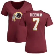 Joe Theismann Women's Washington Redskins Name & Number Logo Slim Fit T-Shirt - Maroon