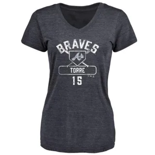 Joe Torre Women's Atlanta Braves Base Runner Tri-Blend T-Shirt - Navy