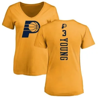 Joe Young Women's Indiana Pacers Gold One Color Backer Slim-Fit V-Neck T-Shirt
