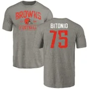 Joel Bitonio Cleveland Browns Gray Distressed Name & Number Tri-Blend T-Shirt