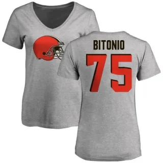 Joel Bitonio Women's Cleveland Browns Name & Number Logo Slim Fit T-Shirt - Ash