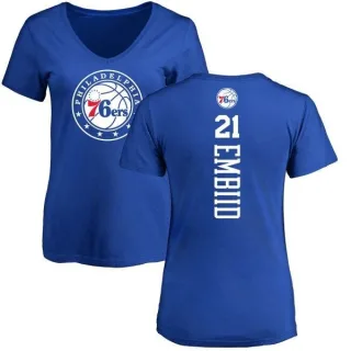 Joel Embiid Women's Philadelphia 76ers Royal Backer T-Shirt