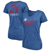 Joel Embiid Women's Philadelphia 76ers Royal Sideline Tri-Blend V-Neck T-Shirt