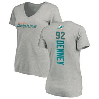 John Denney Women's Miami Dolphins Backer V-Neck T-Shirt - Ash