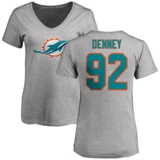 John Denney Women's Miami Dolphins Name & Number Logo Slim Fit T-Shirt - Ash