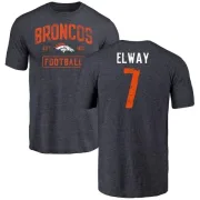 John Elway Denver Broncos Navy Distressed Name & Number Tri-Blend T-Shirt