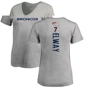 John Elway Women's Denver Broncos Backer V-Neck T-Shirt - Ash