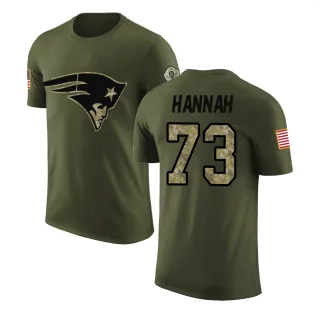 John Hannah New England Patriots Olive Salute to Service Legend T-Shirt