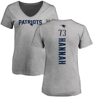 John Hannah Women's New England Patriots Backer V-Neck T-Shirt - Ash