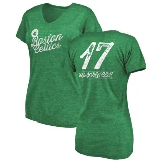 John Havlicek Women's Boston Celtics Green Sideline Tri-Blend V-Neck T-Shirt