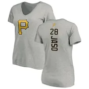 John Jaso Women's Pittsburgh Pirates Backer Slim Fit T-Shirt - Ash