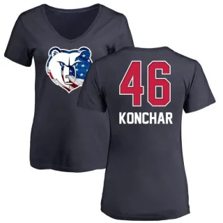 John Konchar Women's Memphis Grizzlies Navy Name and Number Banner Wave V-Neck T-Shirt