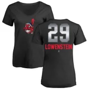 John Lowenstein Women's Cleveland Indians Midnight Mascot V-Neck T-Shirt - Black