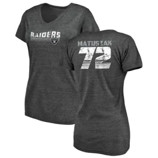 John Matuszak Women's Oakland Raiders Retro Tri-Blend V-Neck T-Shirt - Black