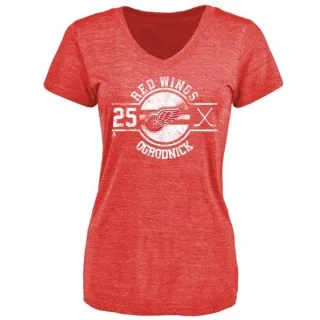 John Ogrodnick Women's Detroit Red Wings Insignia Tri-Blend T-Shirt - Red