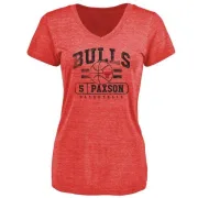 John Paxson Women's Chicago Bulls Red Baseline Tri-Blend T-Shirt