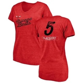 John Paxson Women's Chicago Bulls Red Sideline Tri-Blend V-Neck T-Shirt